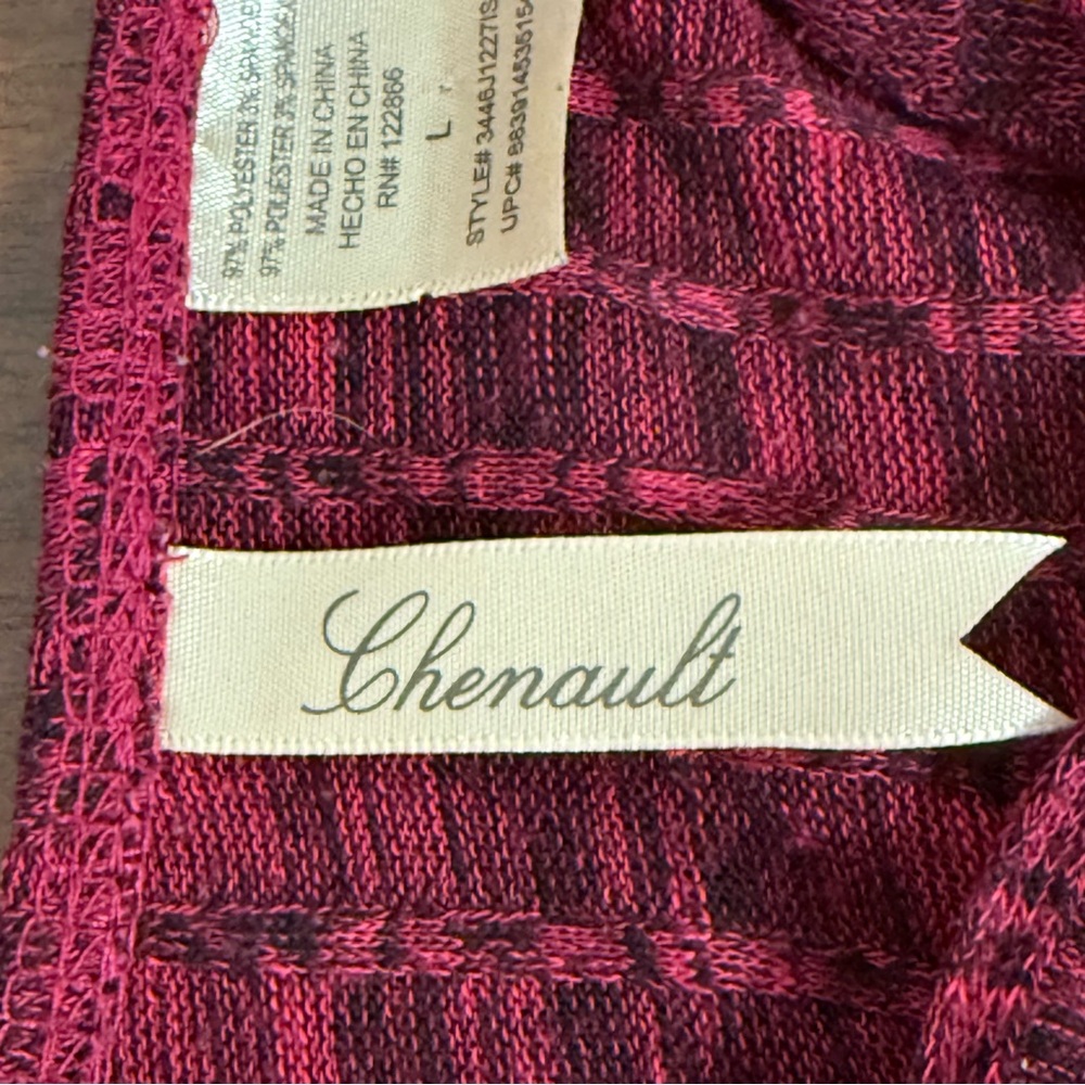 Chenault Burgundy Lace-Up Long Sleeve Textured Knit Top L Fall Winter - Picture 6 of 9